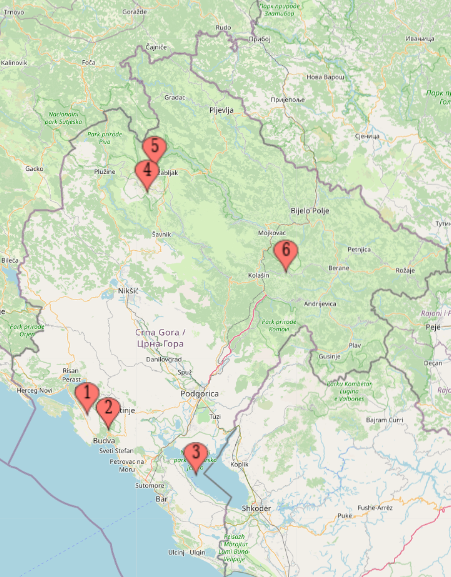 Montenegro All in one tour map